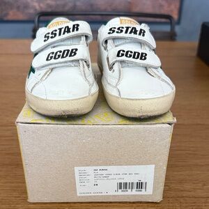Golden Goose Kids White and Green Sneakers